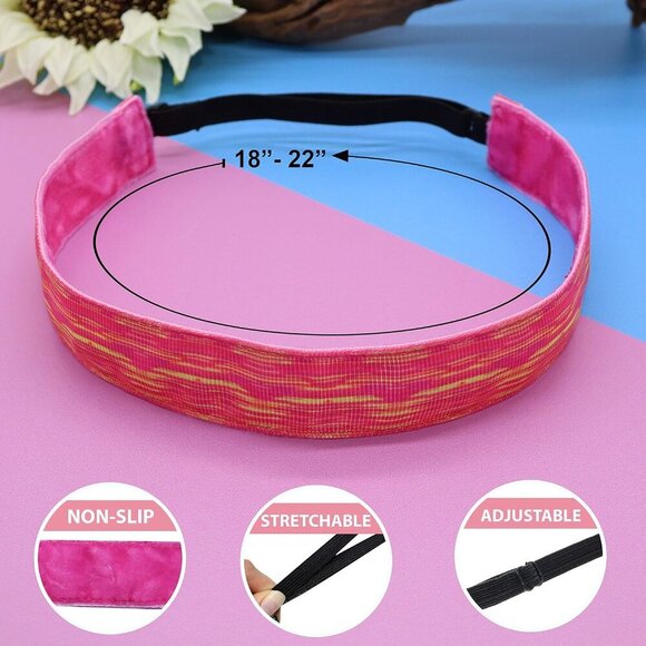 6 Tie Dye Headbands Girls Adjustable No Slip Sports Hair Accessories - Picture 4 of 9